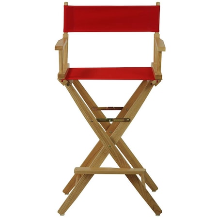 American Trail 206-30-032-11 30 in. Extra-Wide Premium Directors Chair, Natural Frame with Red Color Cover 206-30/032-11
